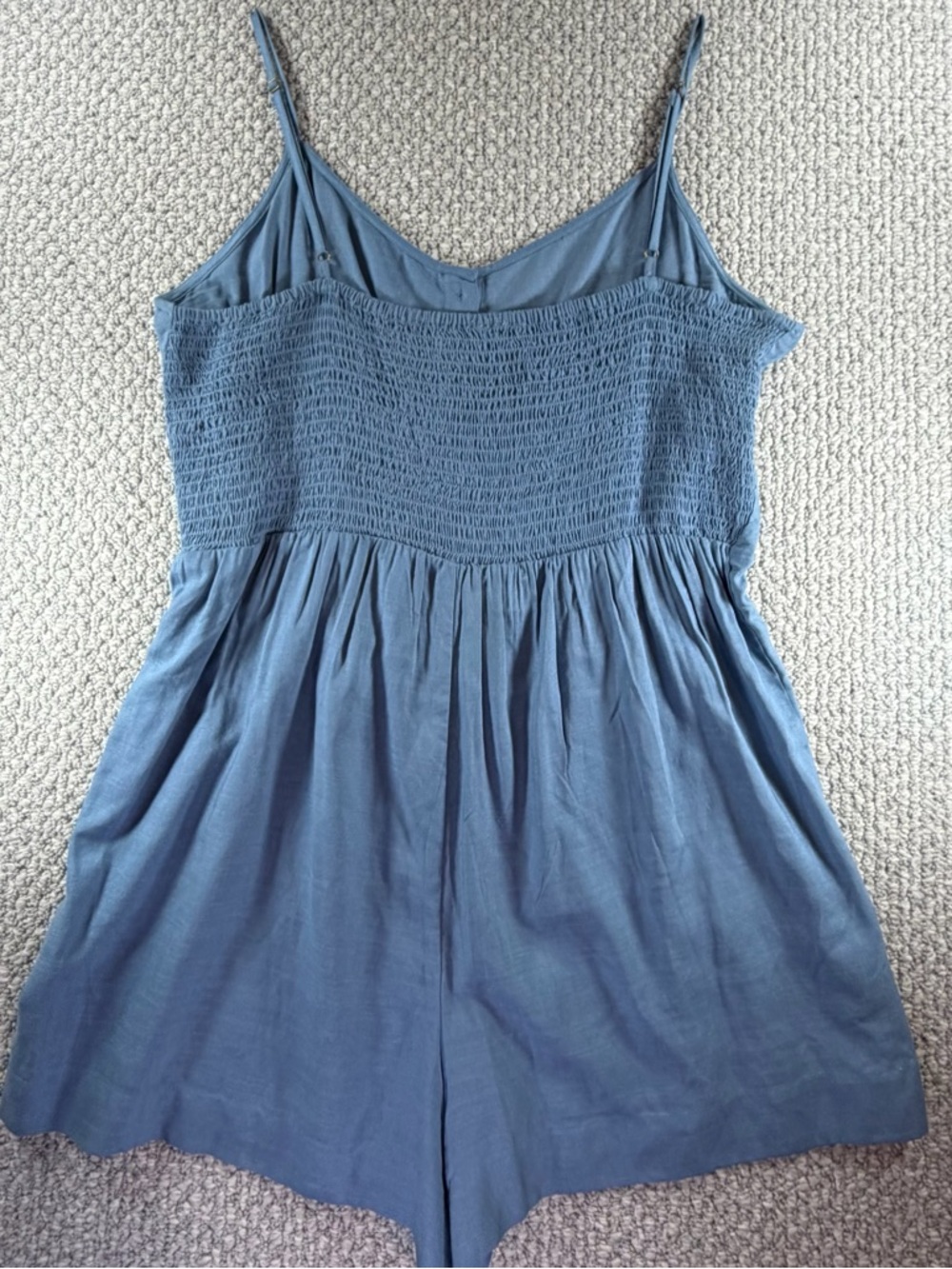 LOFT Beach Blue Button-Front Camisole Romper Women size L - Picture 2 of 7